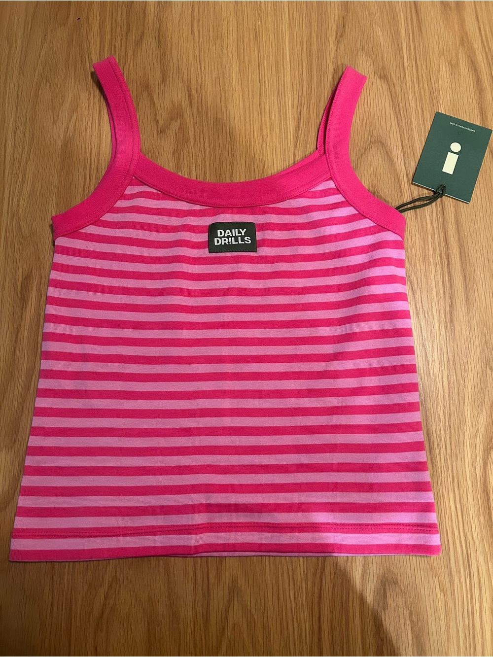 Daily Drills Striped Logo Everyday Tank - Hot Shot + Taffy Stripe Size M/L NWT